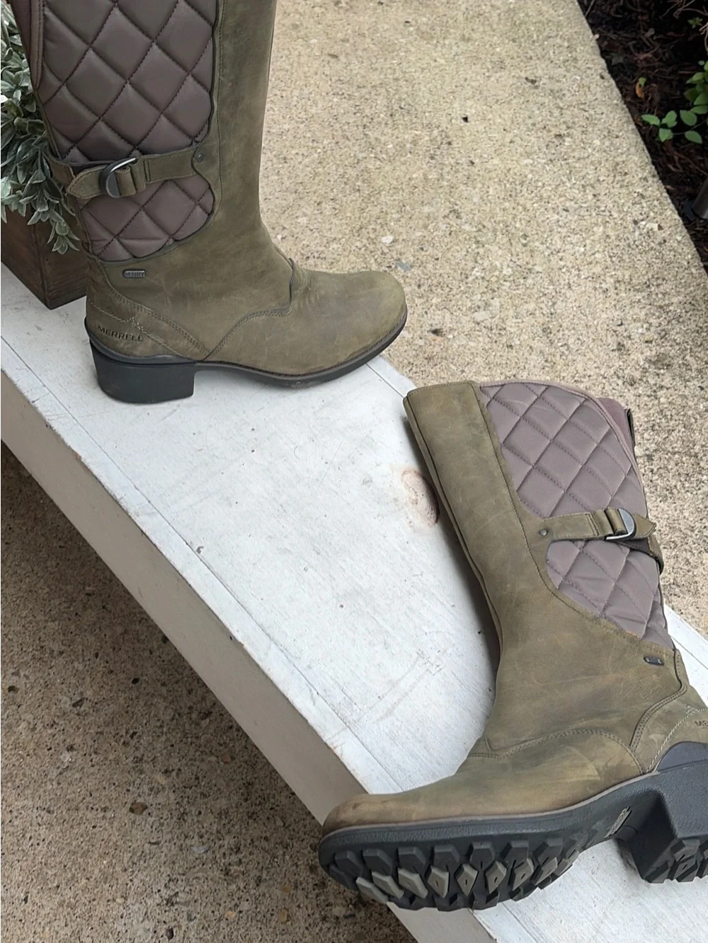 Merrel – Chateau Tall Pull On Waterproof Boots – Quilted Dusty Olive – Sz. 10